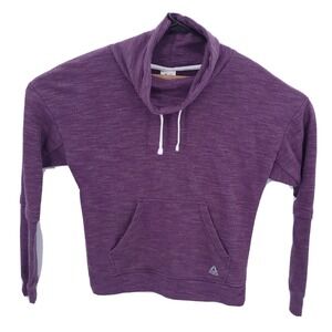 Reebok‎ Sweatshirt Womens Small Purple Cowl Neck Stitched Logo Pouch Pocket